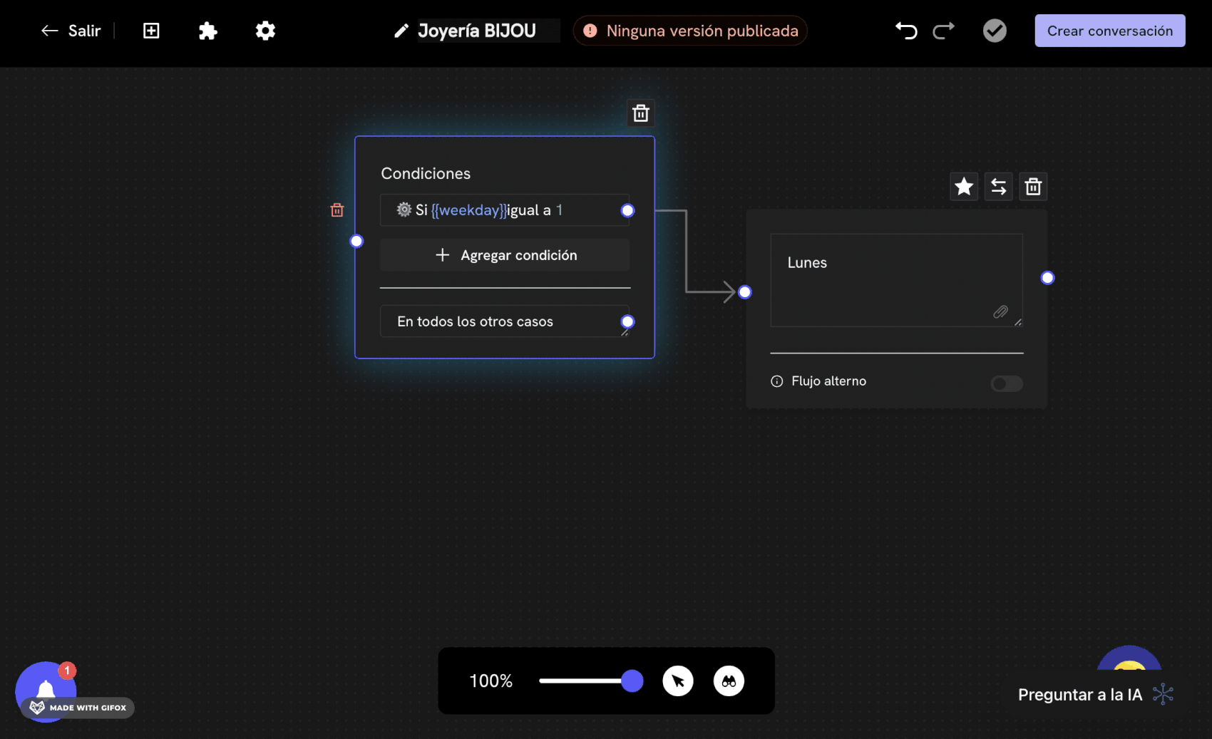 Configuração de horários e condições de tempo