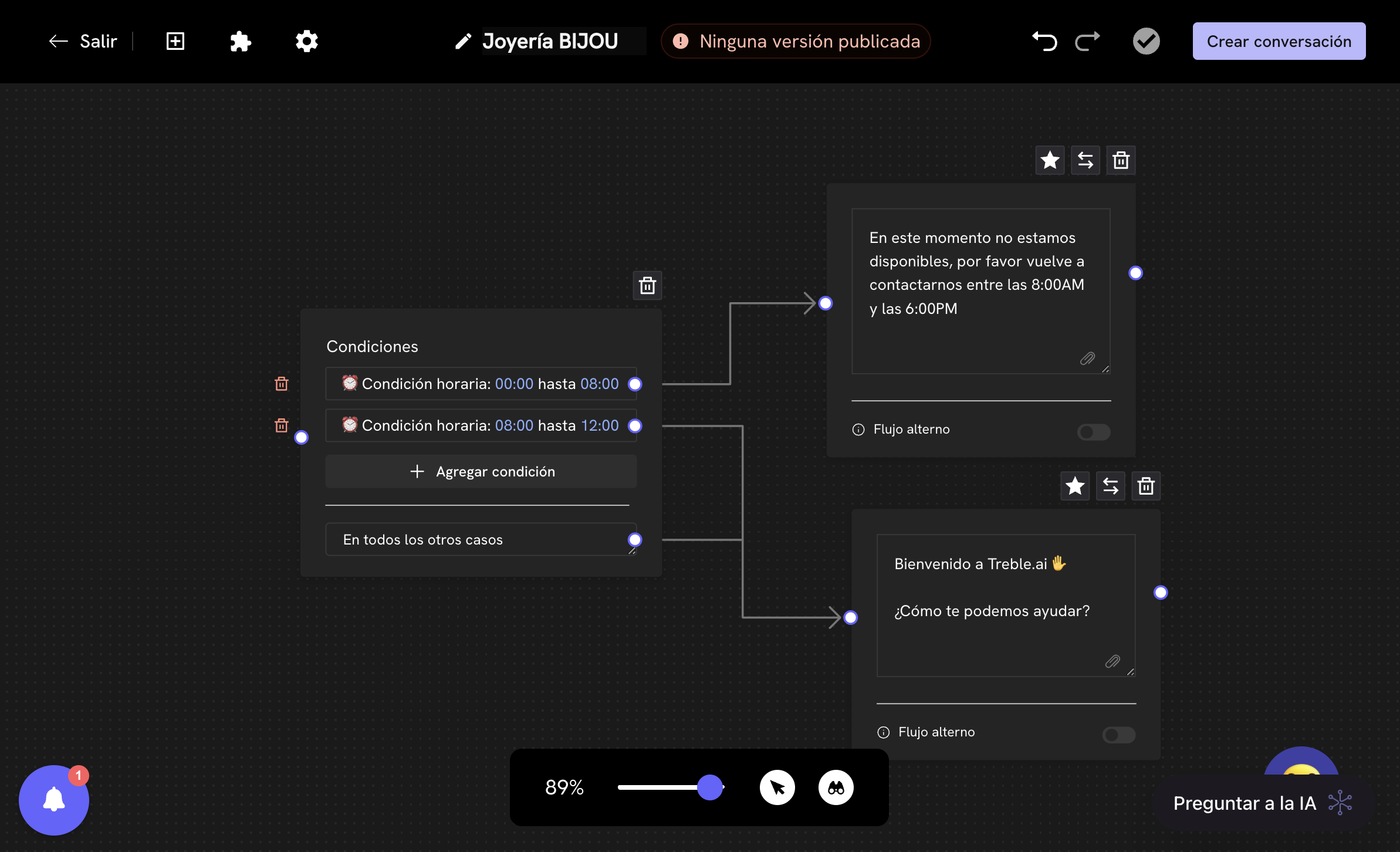 Configurar la condición horaria