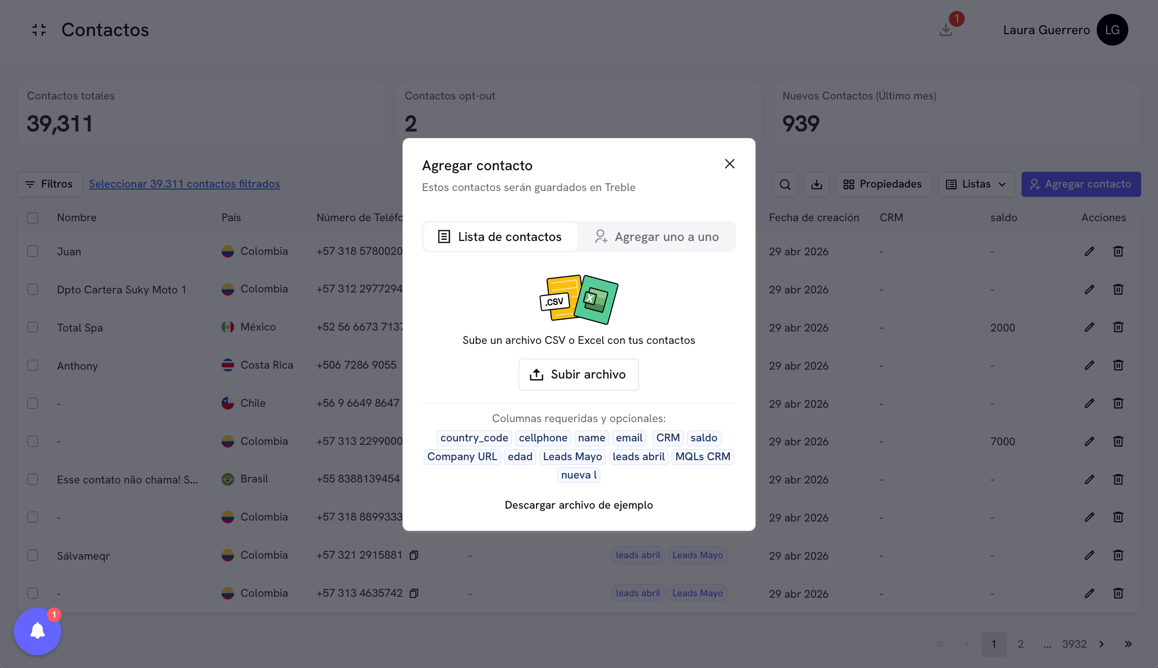Add contacts by CSV