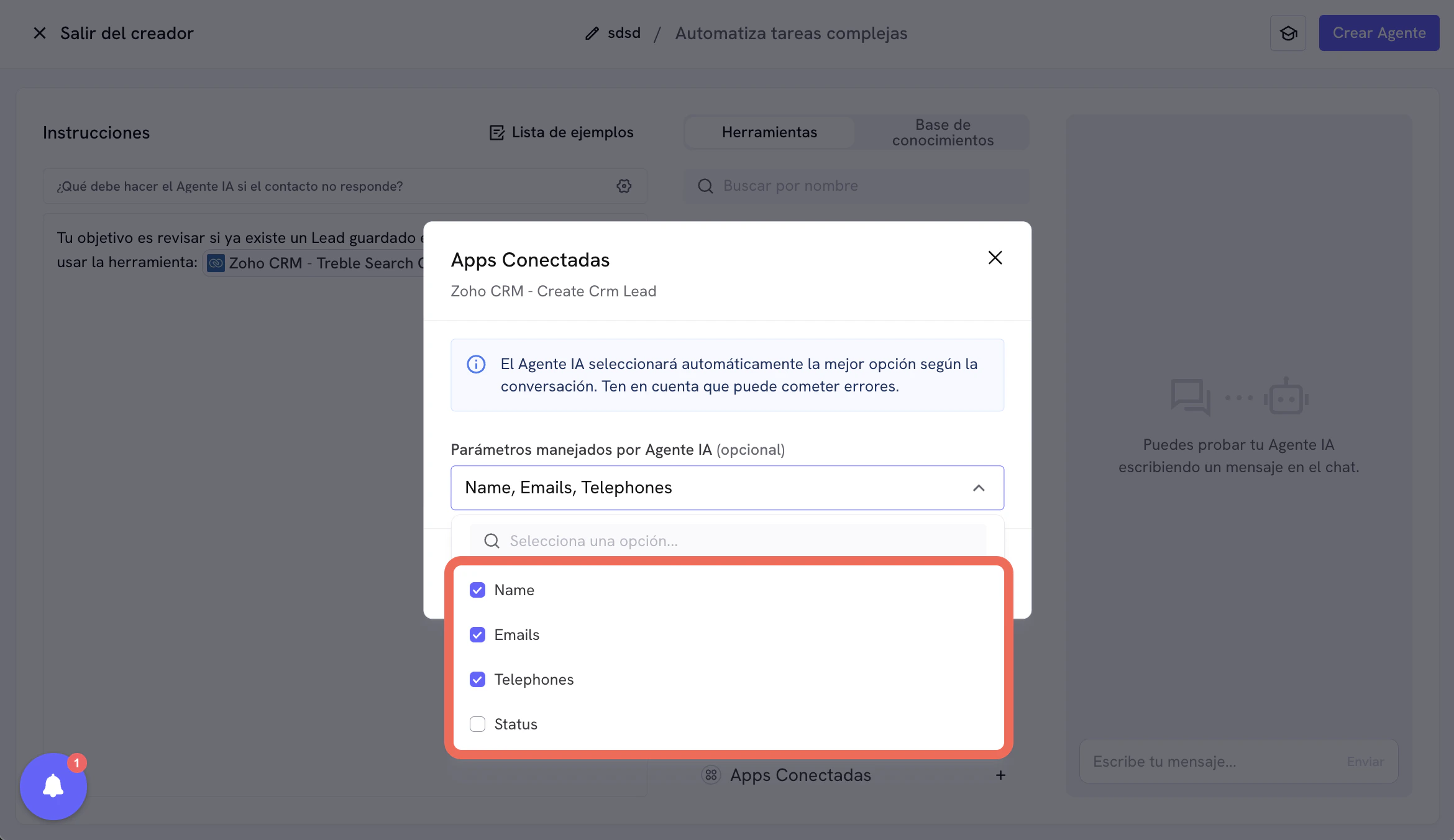 Create Lead tool configuration