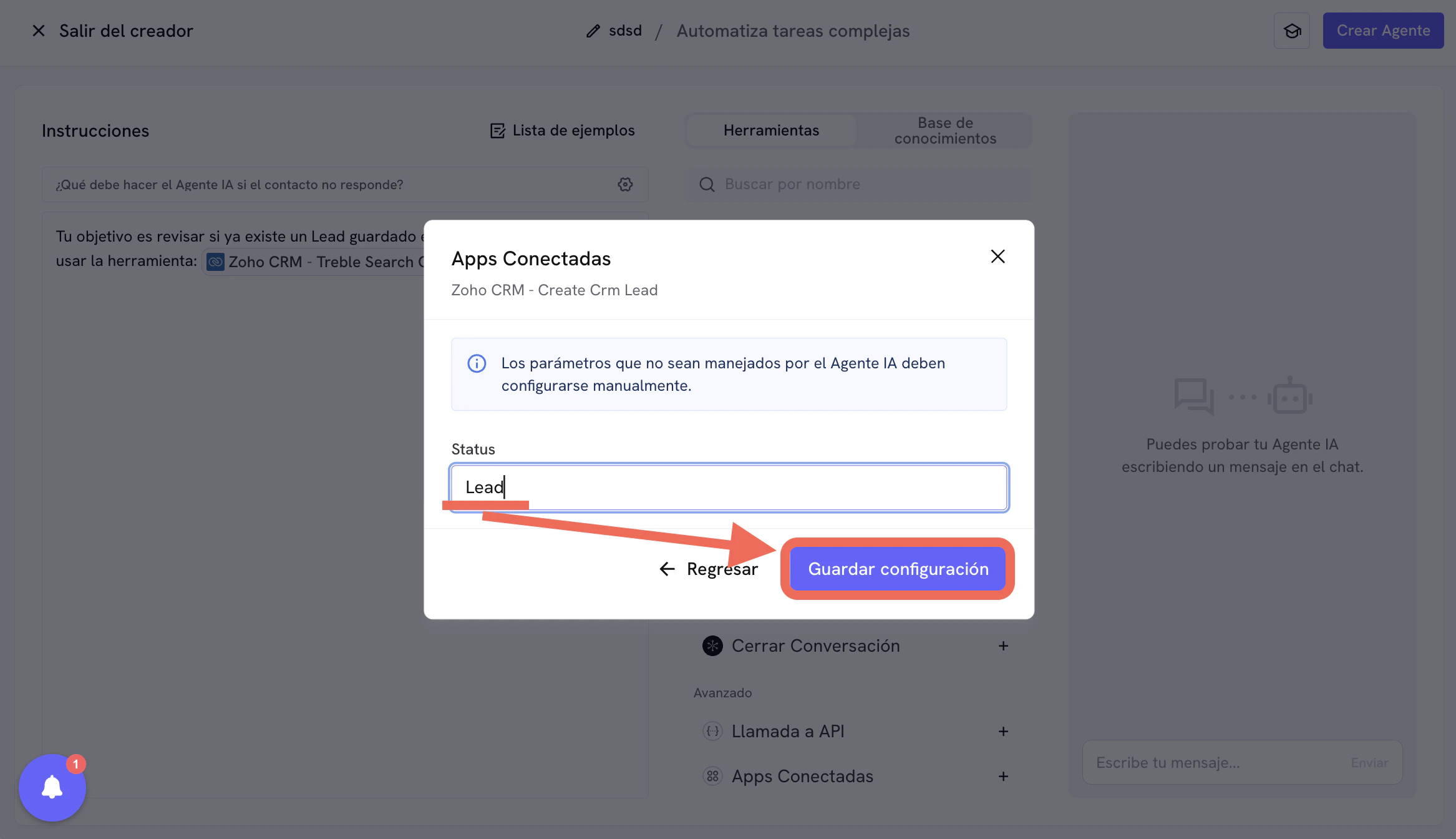 Create Lead tool configuration