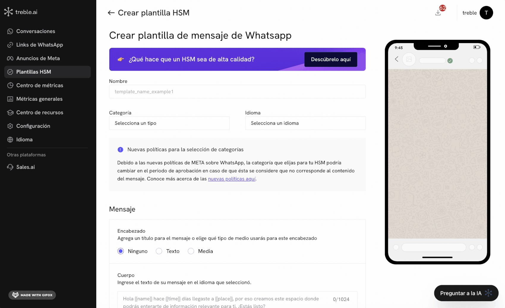 Adjuntar multimedia en el editor de Treble