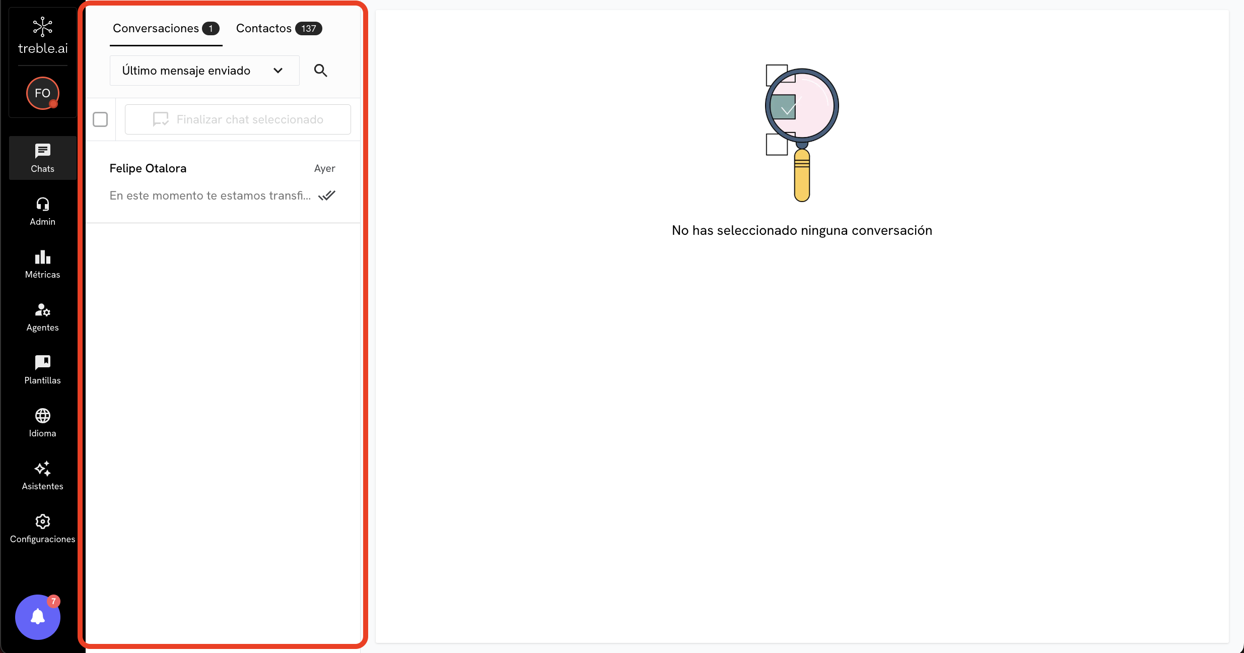 Visualização de Conversas Recebidas