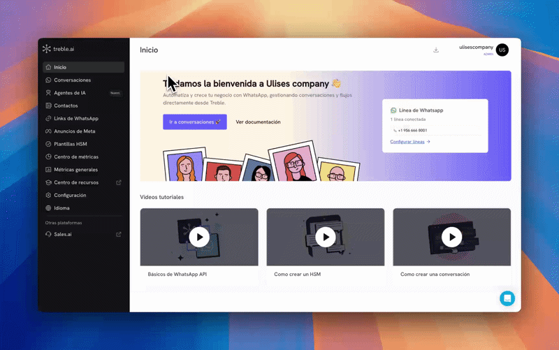 Agentes de IA landing page with the prompt box and the templates