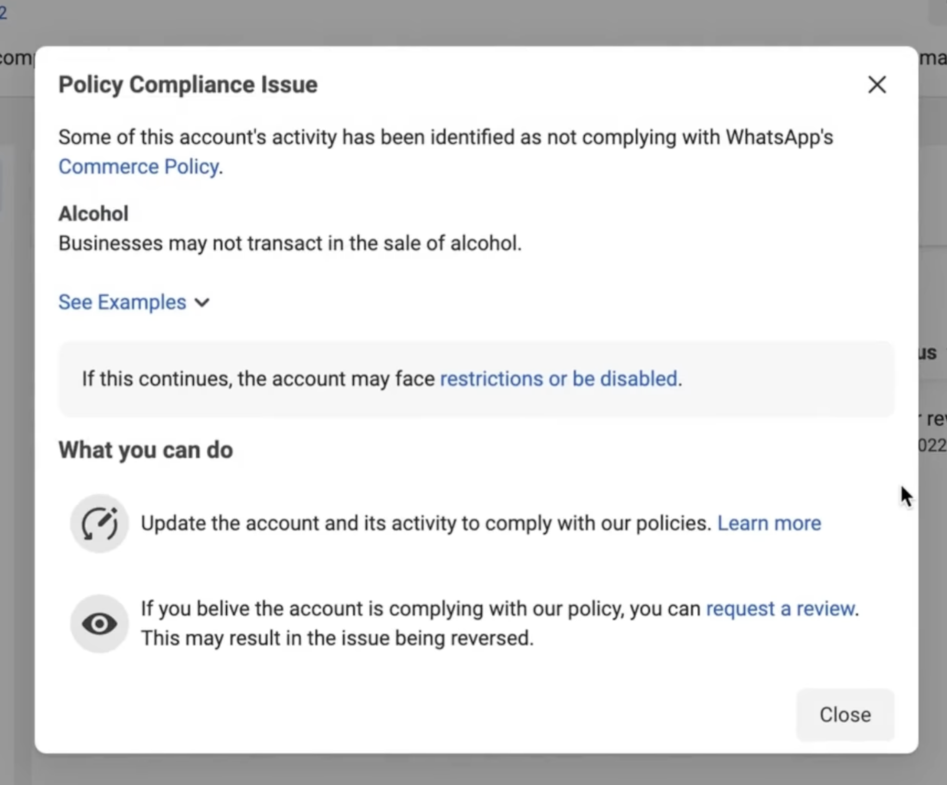 Ver detalles de la violación de política