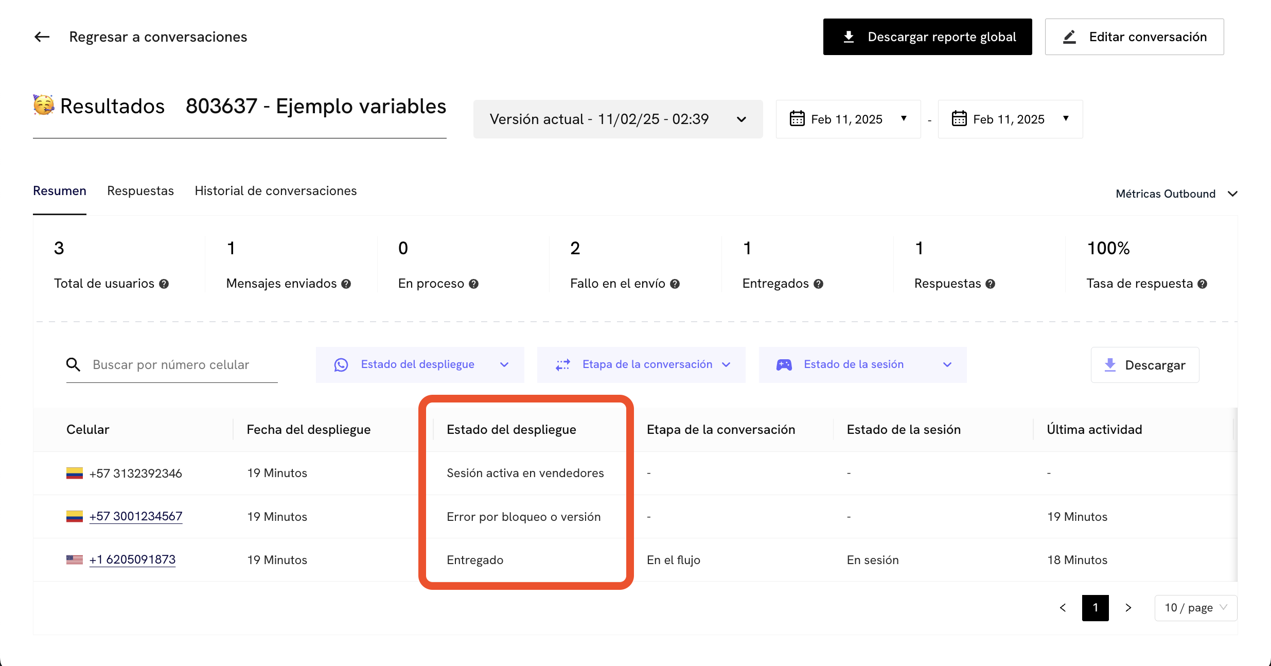 Estados de envio