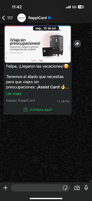 Exemplo de uma conta comercial do WhatsApp