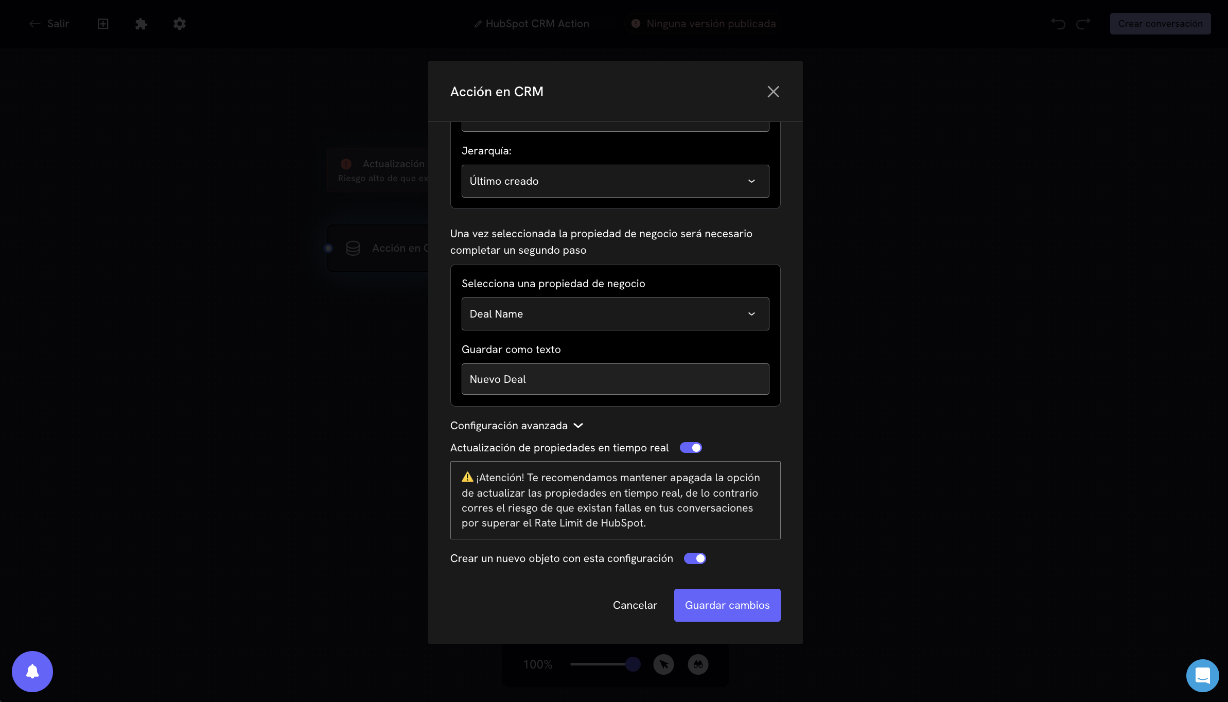 Advanced configuration with the real-time update