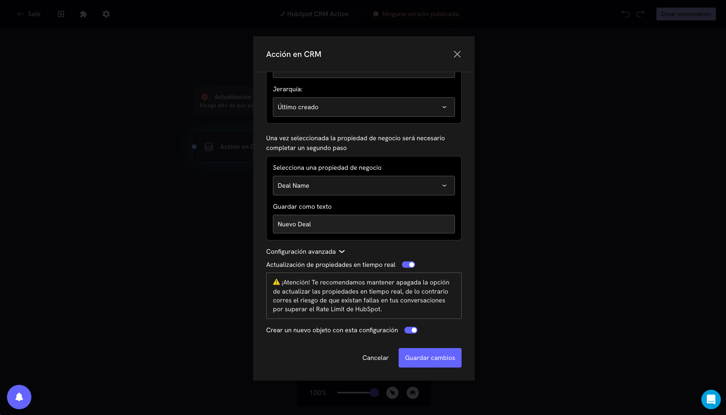 Advanced configuration with the real-time update