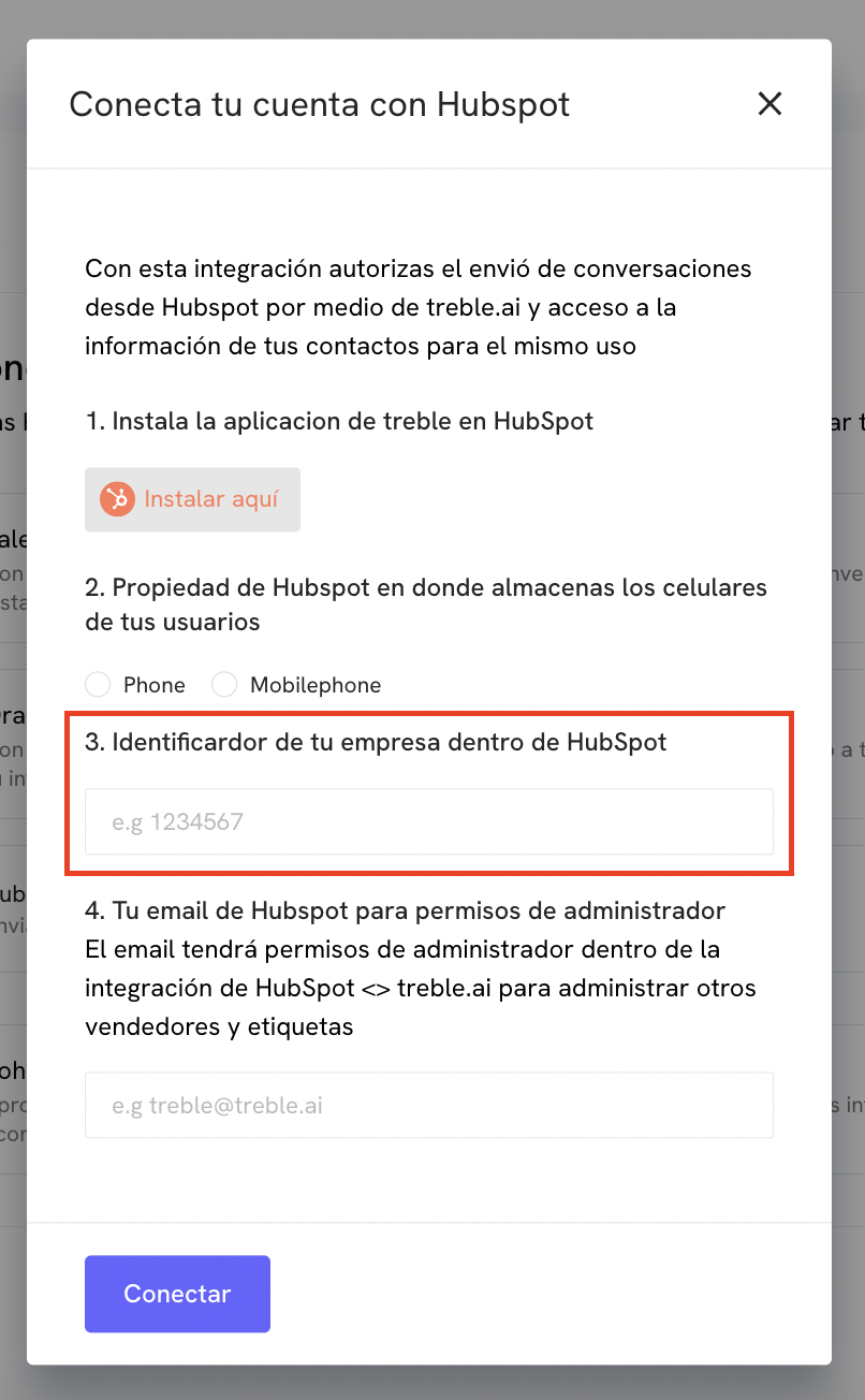 Instalar Treble no HubSpot