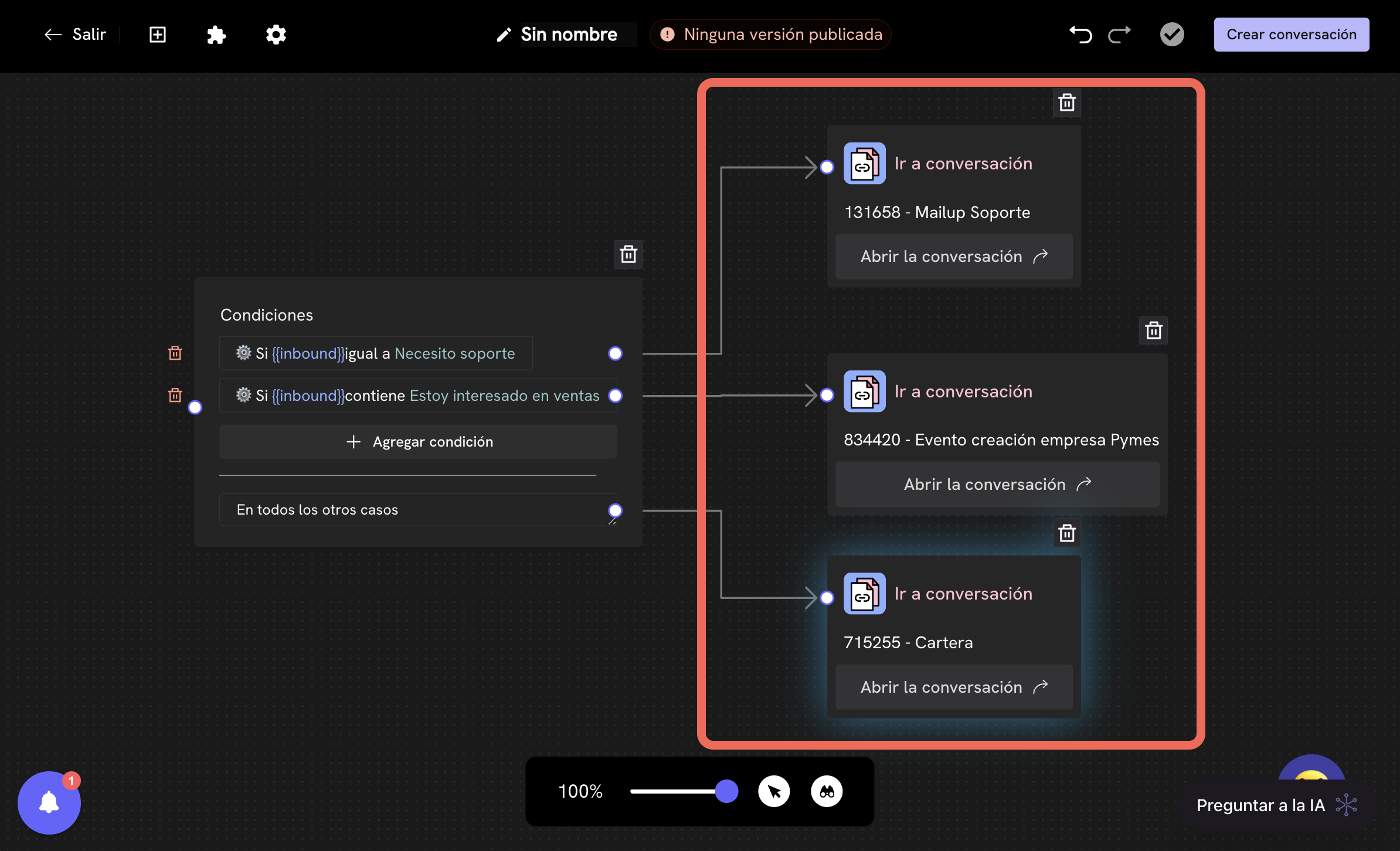 Bloque Enlace a Conversación en Treble