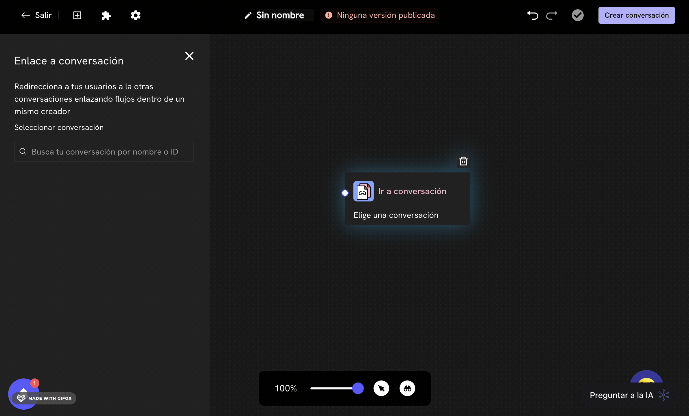 Configurar bloque enlace a conversación