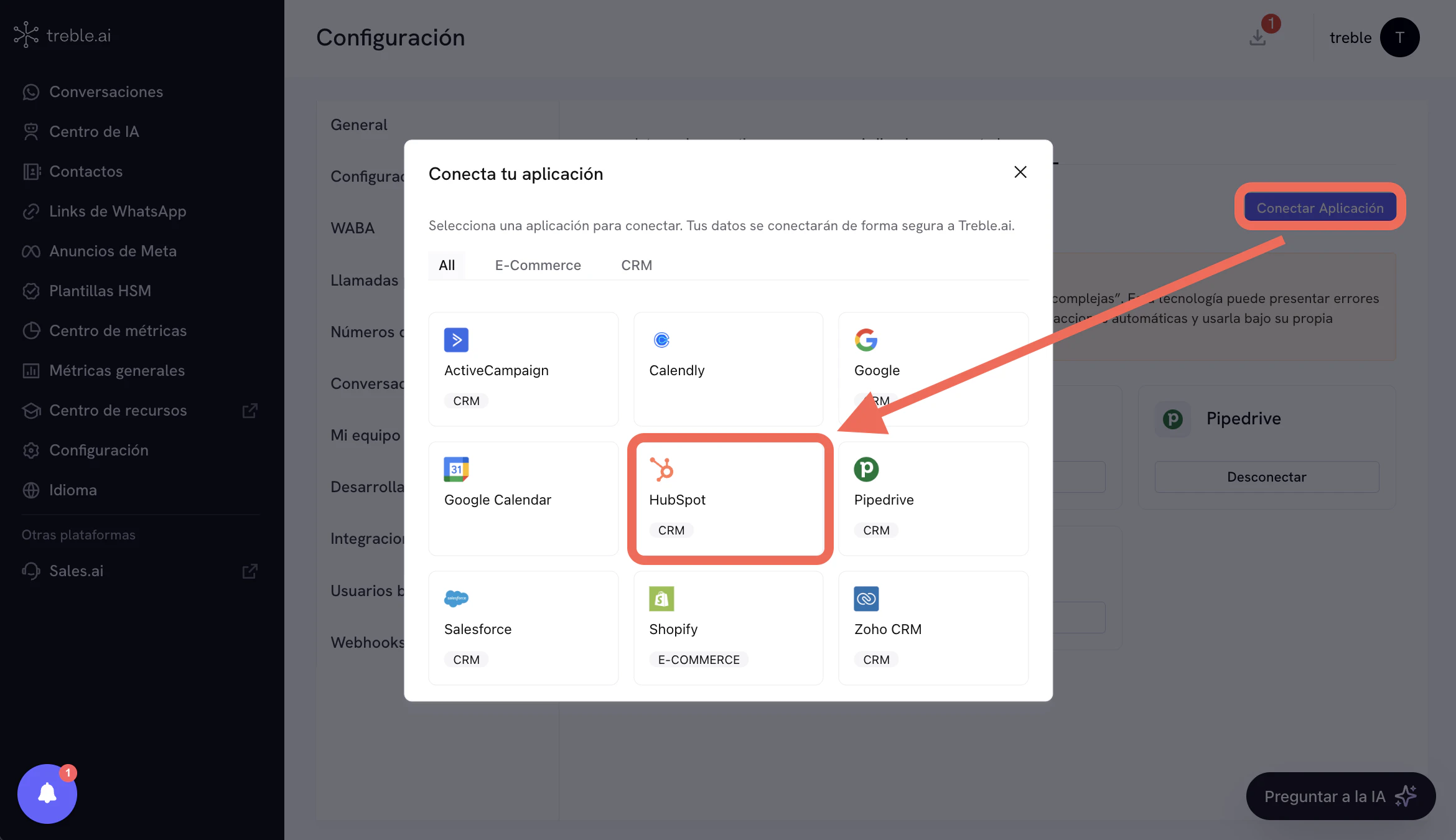 Instalar HubSpot en Treble