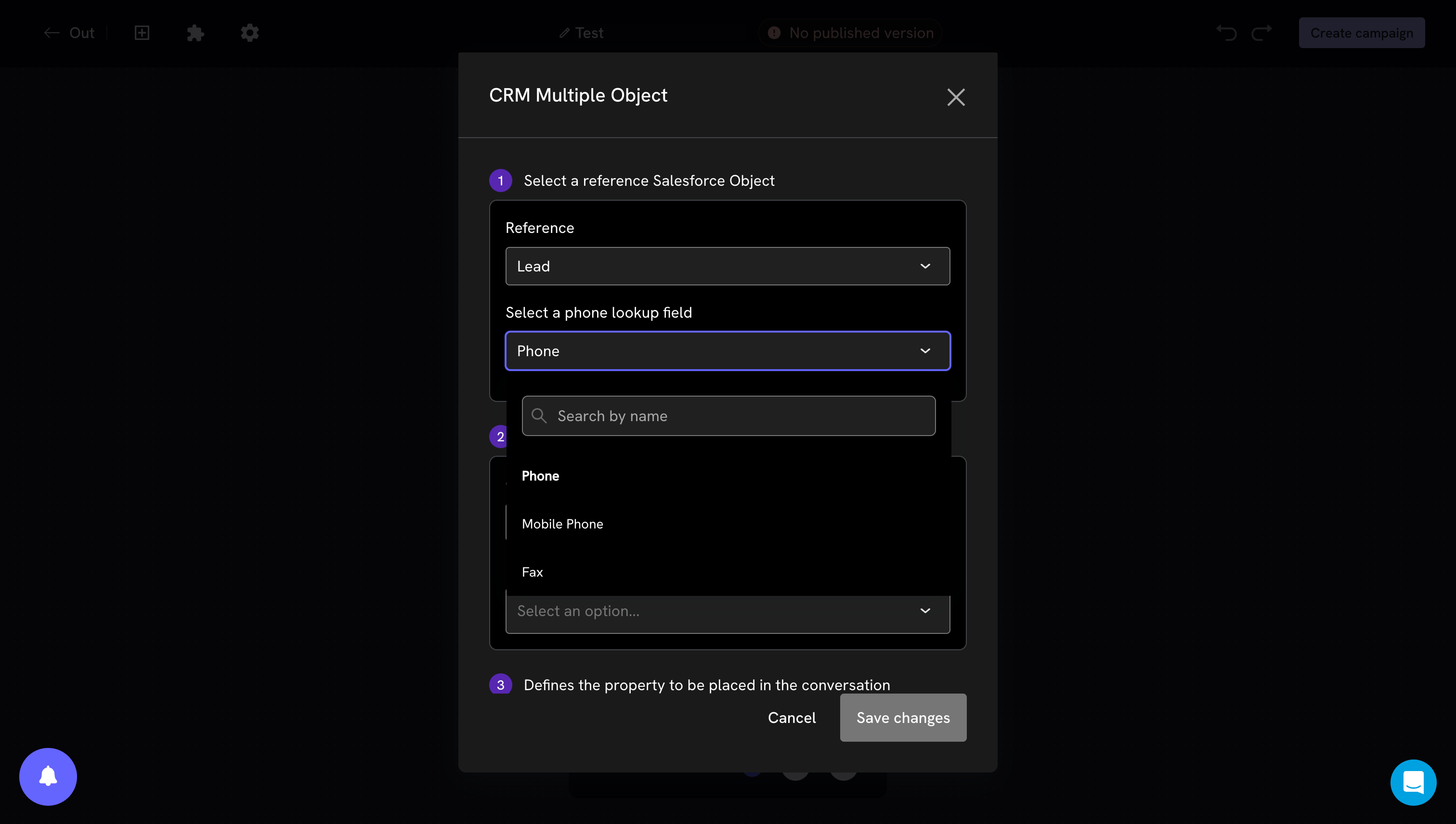 Step 1 of the CRM Multiple Object block