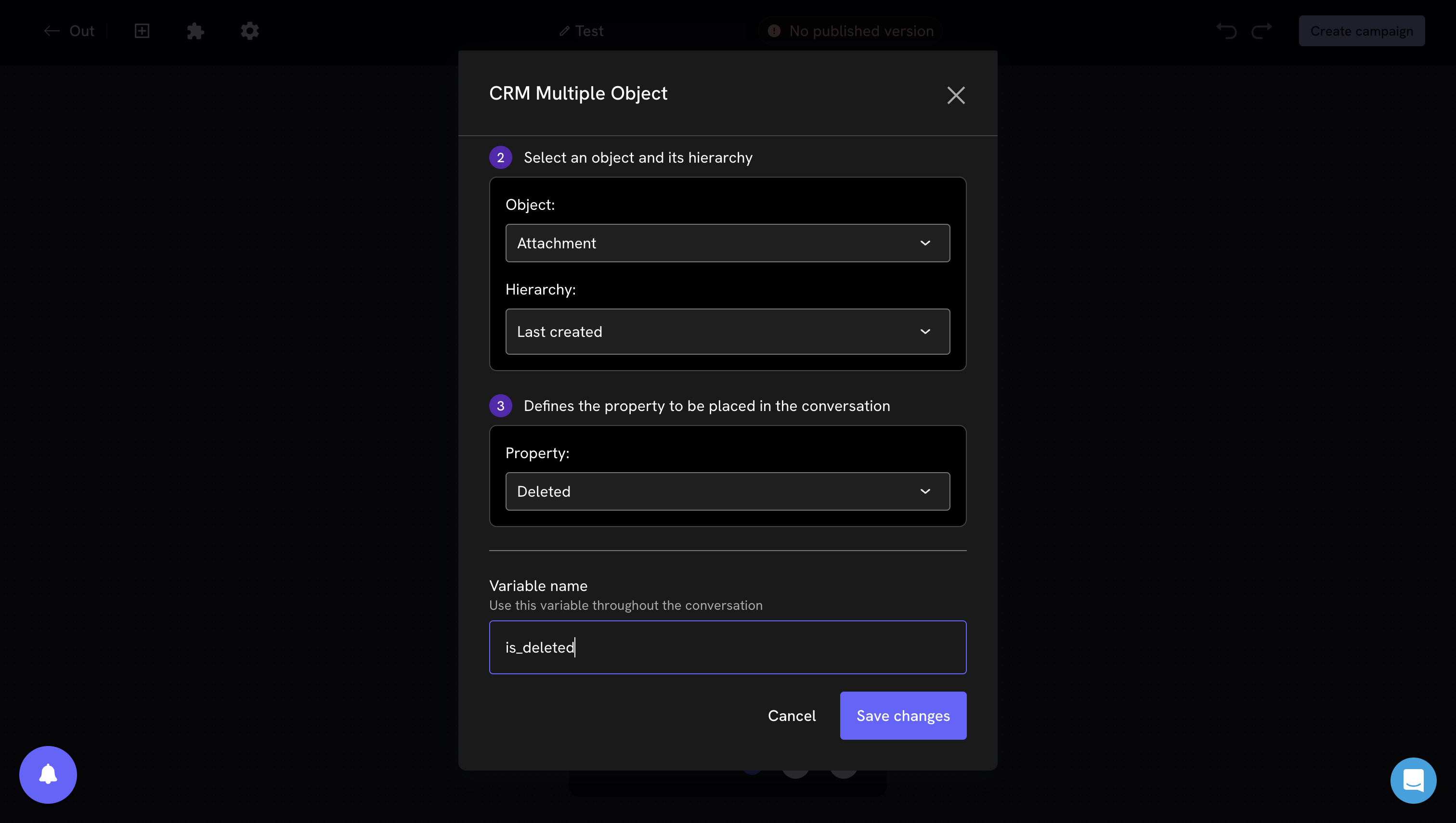 Pasos 2 y 3 del bloque CRM Multiple Object