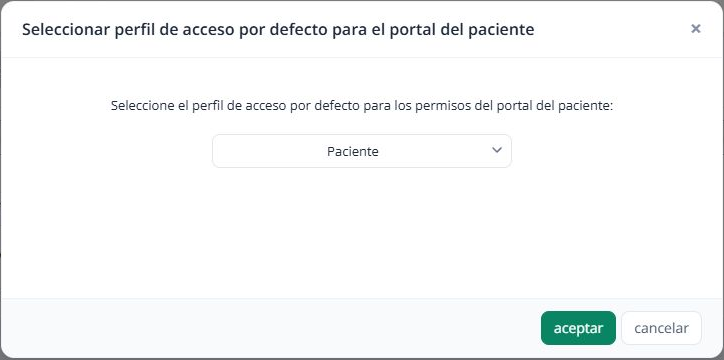 Selector del perfil que recibirán los nuevos accesos del portal.