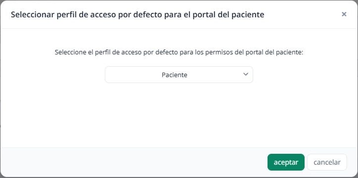 Selector del perfil que recibirán los nuevos accesos del portal.