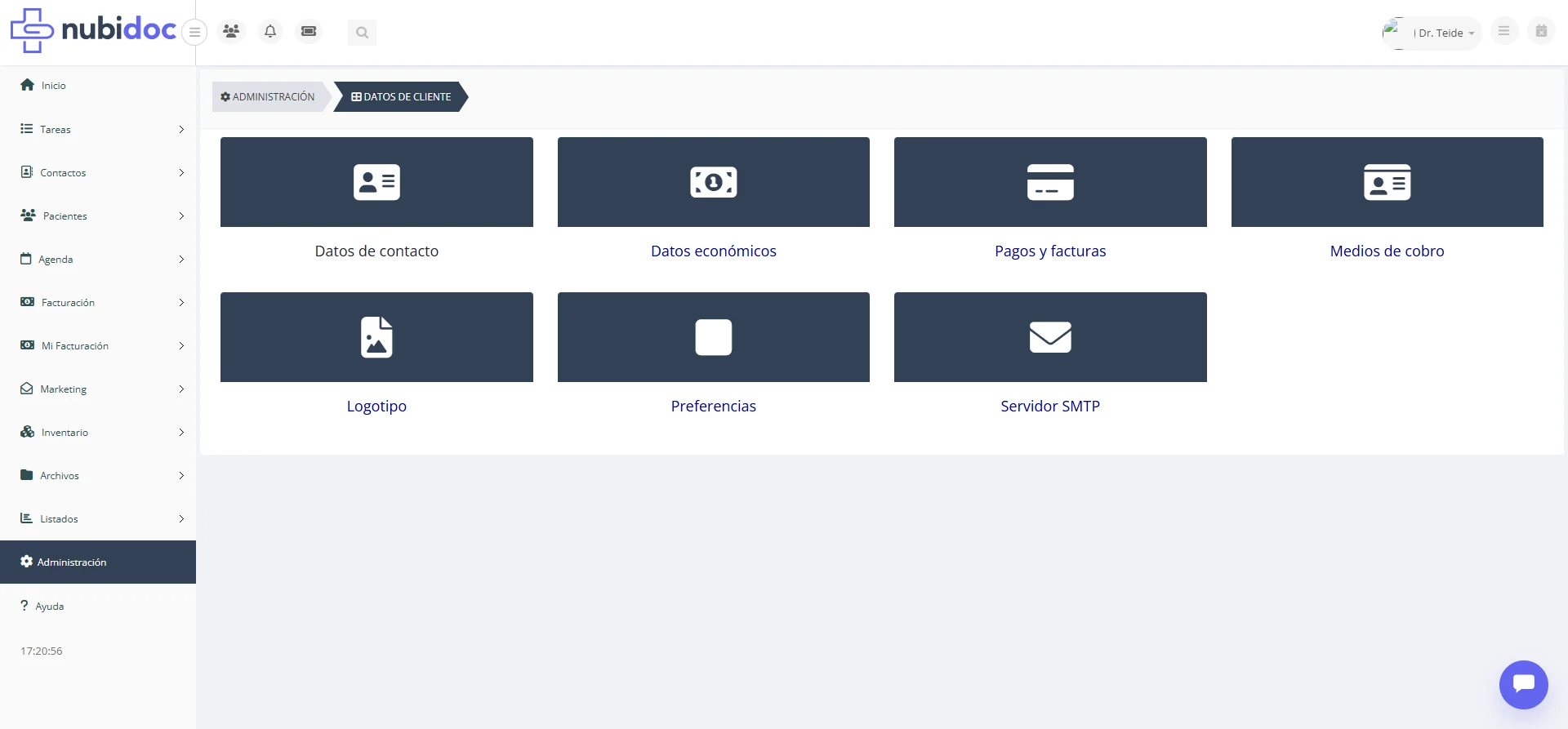 Submenu Datos de Cliente