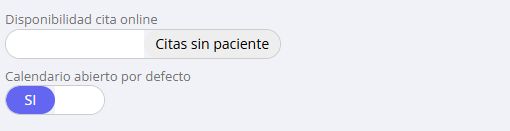 Disponibilidad cita online en Citas sin paciente.