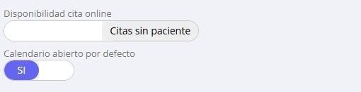 Disponibilidad cita online en Citas sin paciente.