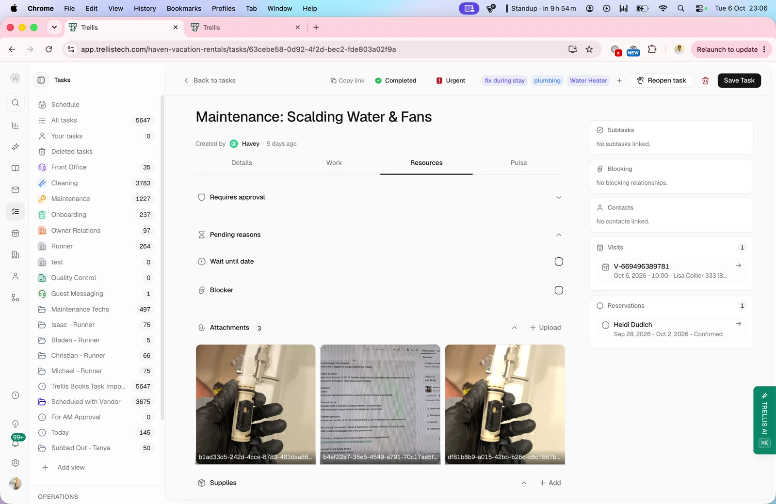 Waiting dates and blockers — screen from the Trellis walkthrough
