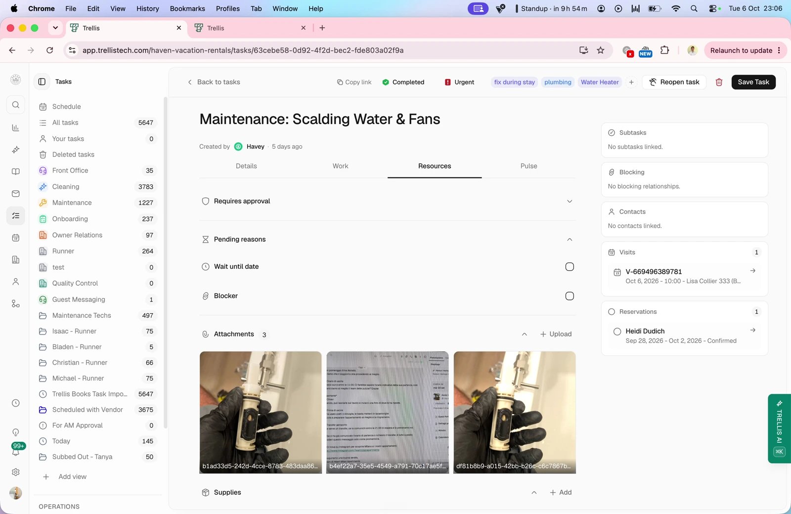 Waiting dates and blockers — screen from the Trellis walkthrough
