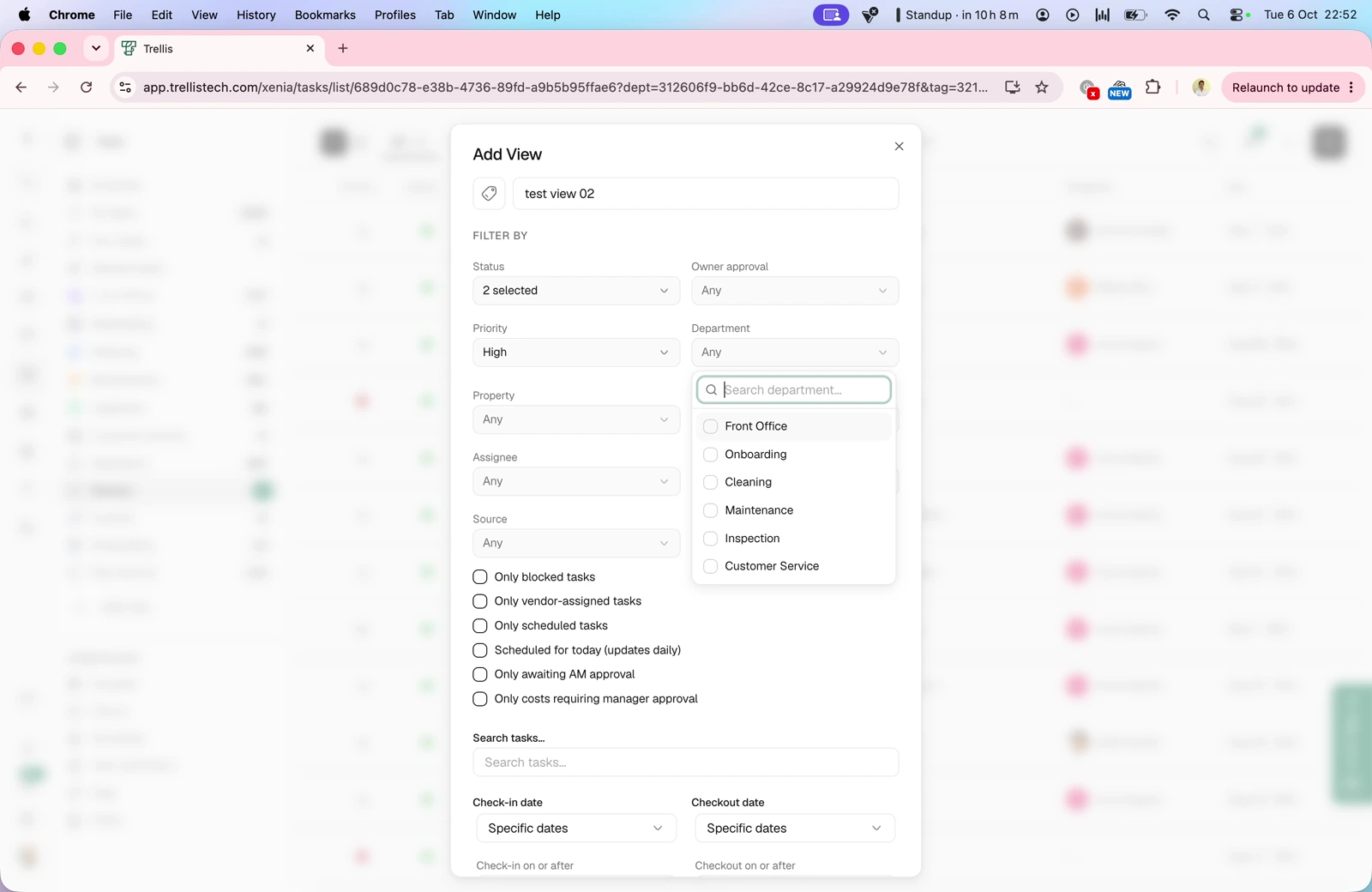 Departments and saved views — screen from the Trellis walkthrough