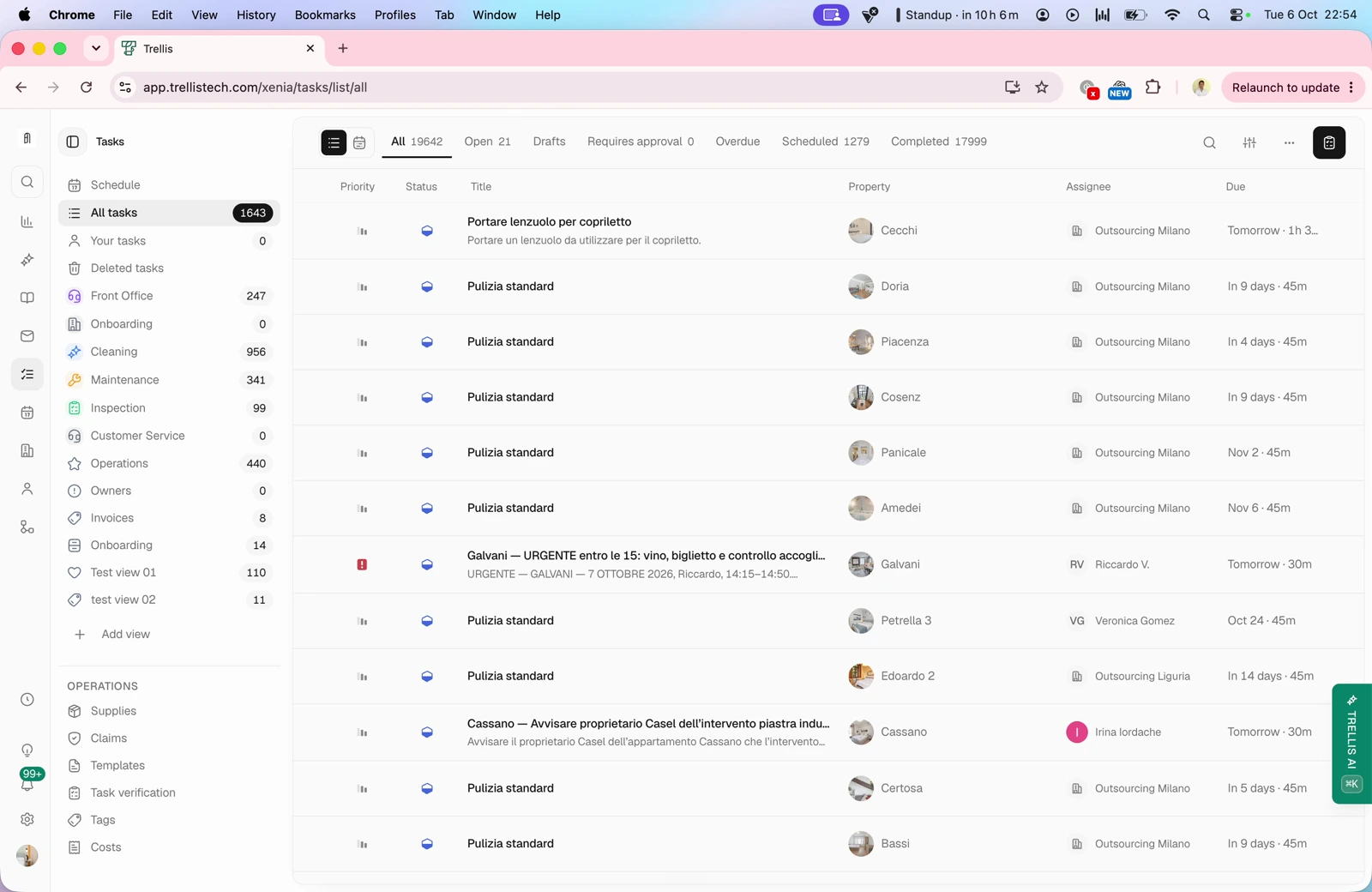 Task statuses in the table — screen from the Trellis walkthrough