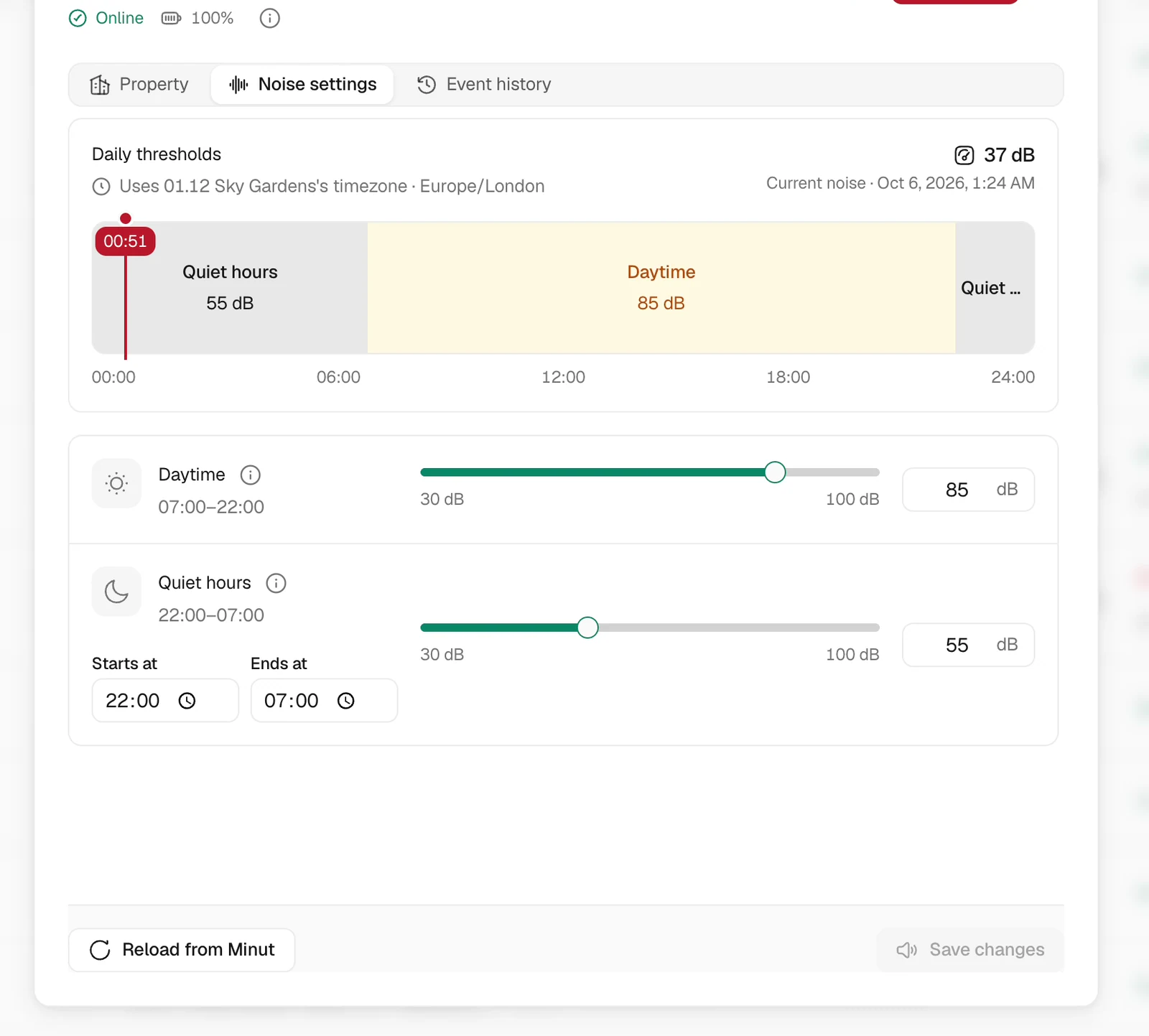 Configure noise-monitoring behavior in Trellis