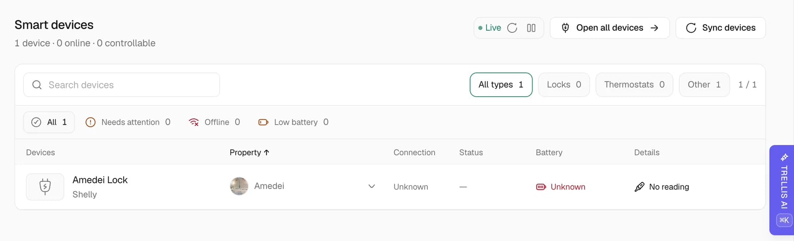 Inspect devices on a property in Trellis