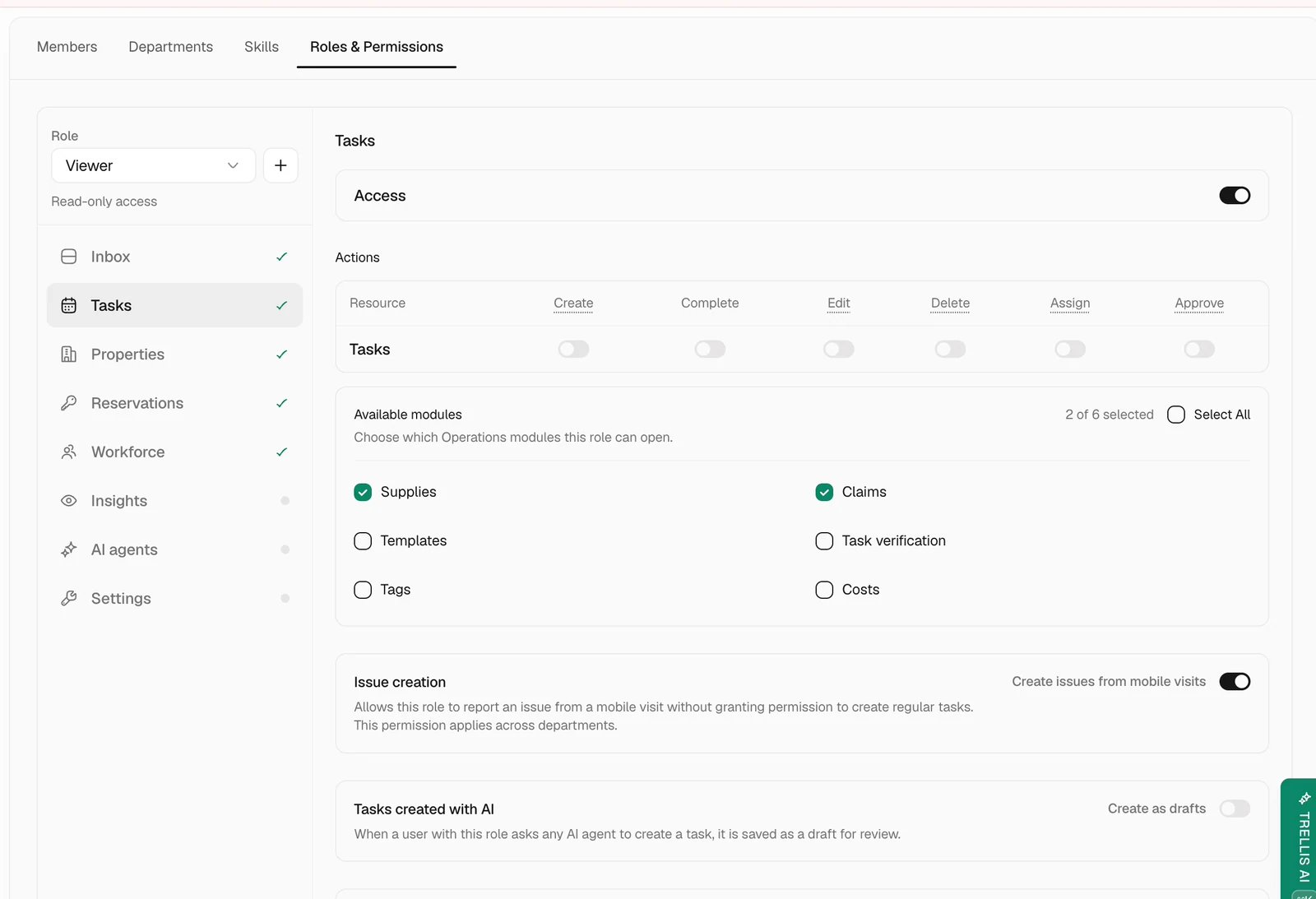 Review a role’s permissions in Trellis