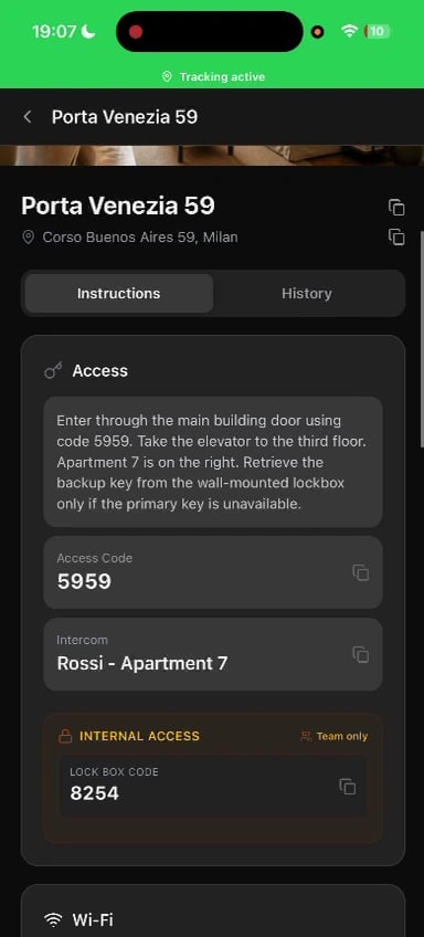 Start a visit and open the manual — screen from the Trellis mobile walkthrough