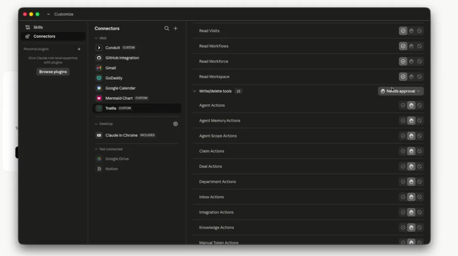 Review tool permissions in Trellis