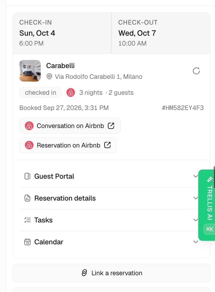 Check the reservation in Trellis