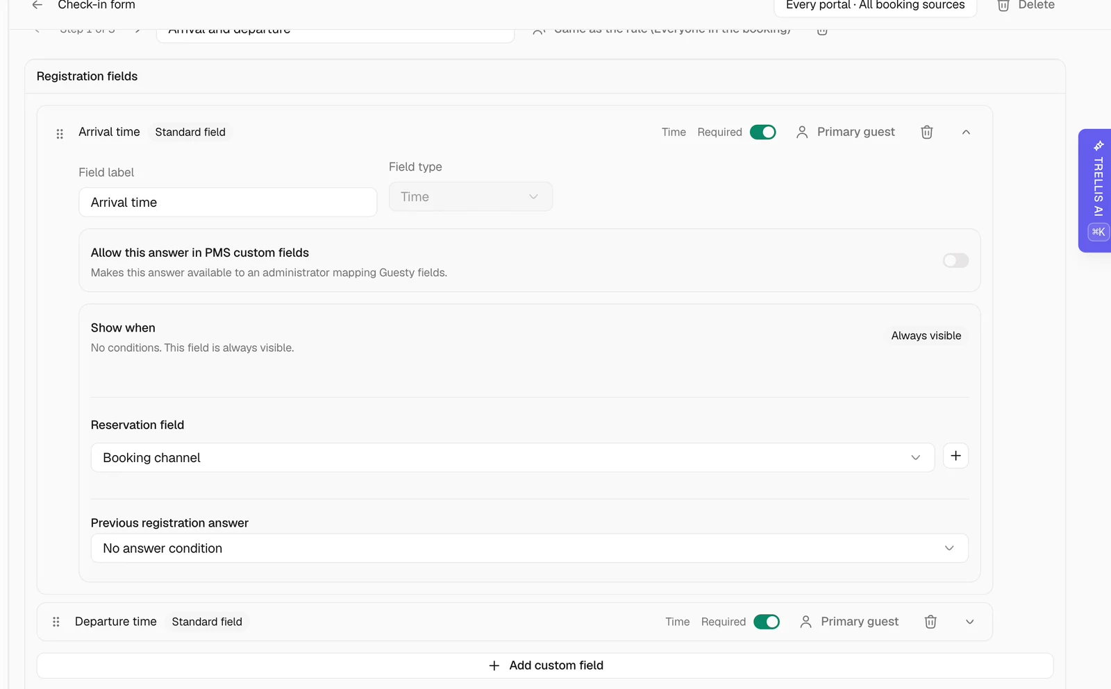 Collect arrival information in Trellis
