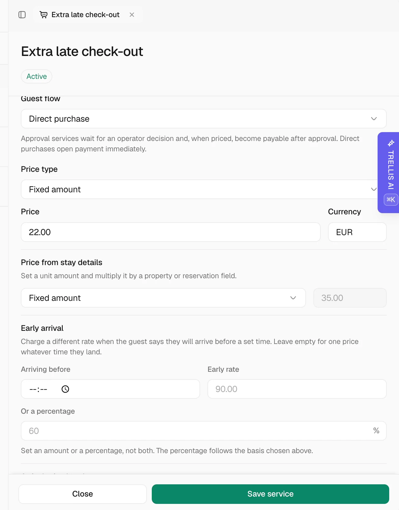 Create a service in Trellis