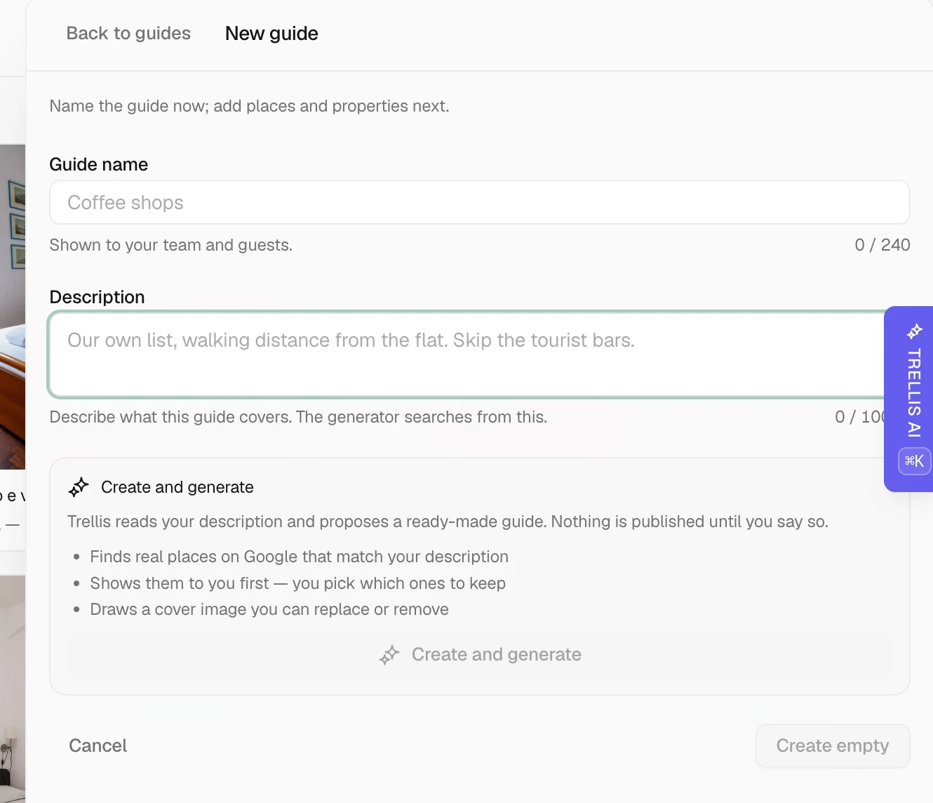 Create and edit a local guide in Trellis