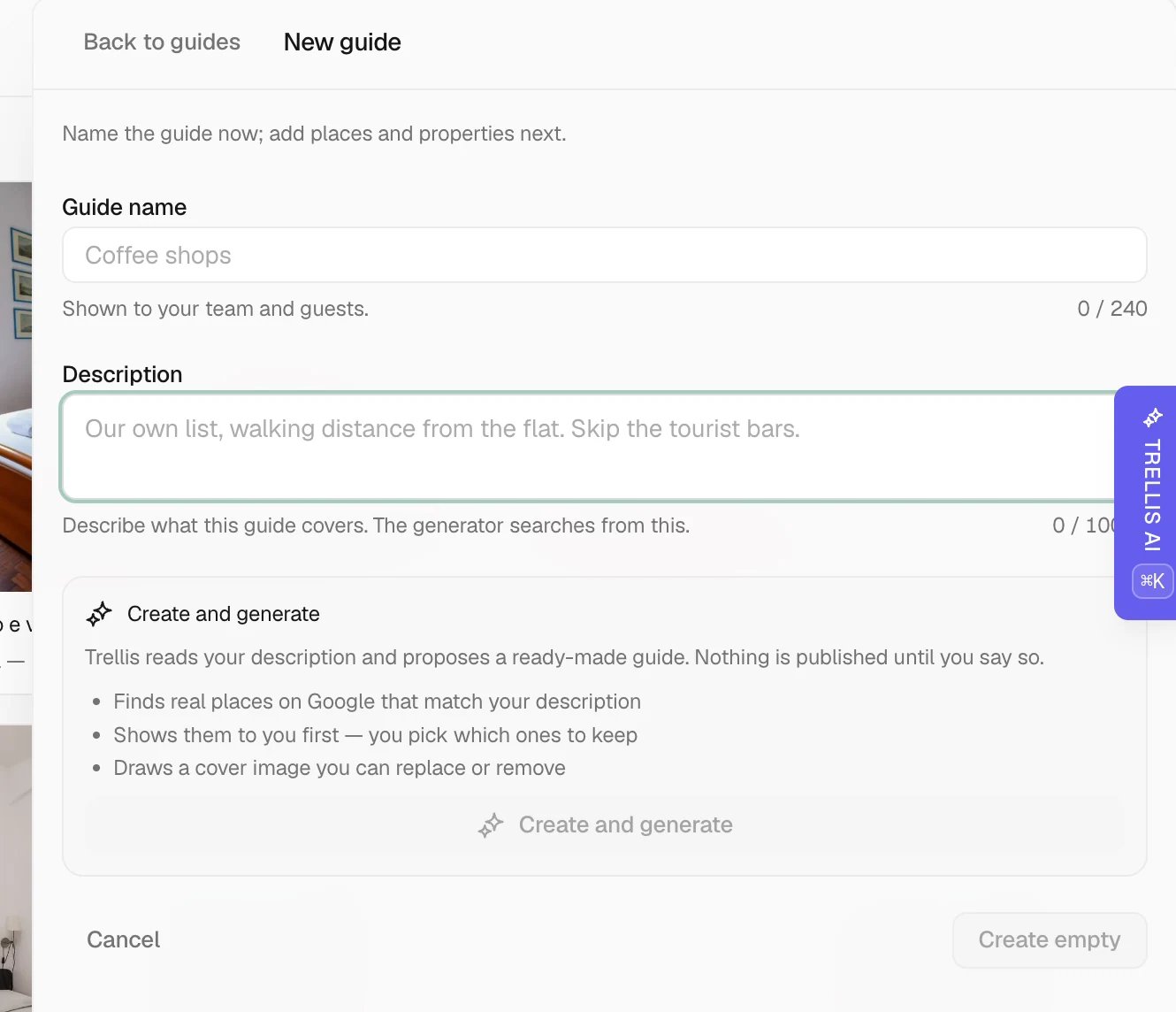 Create and edit a local guide in Trellis