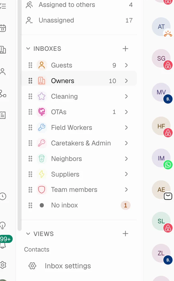 Browse inboxes by contact type in Trellis