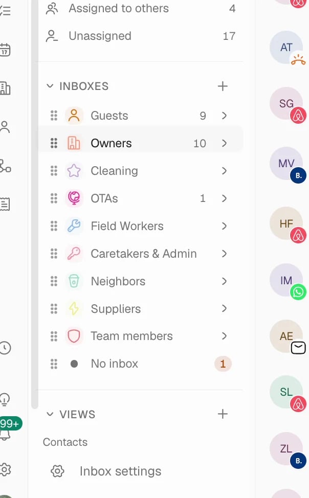 Browse inboxes by contact type in Trellis