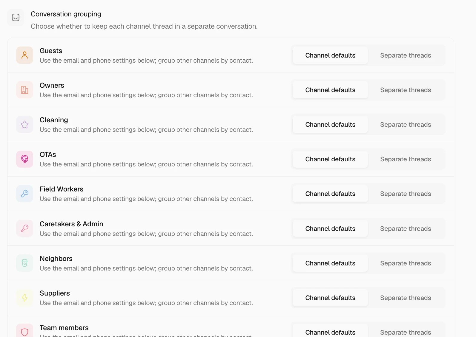 Choose unified or separate conversations in Trellis