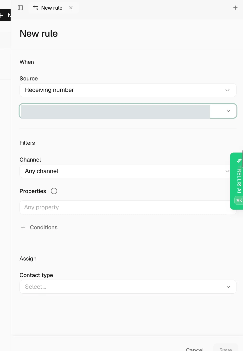 Route new contacts by receiving number in Trellis
