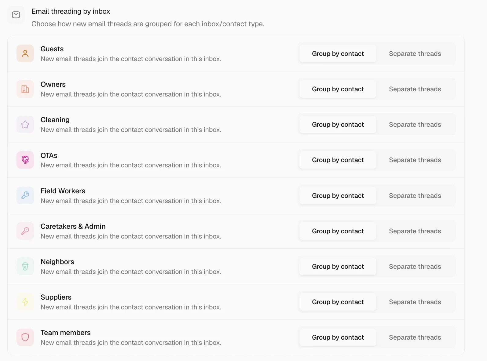 Separate email threads in Trellis
