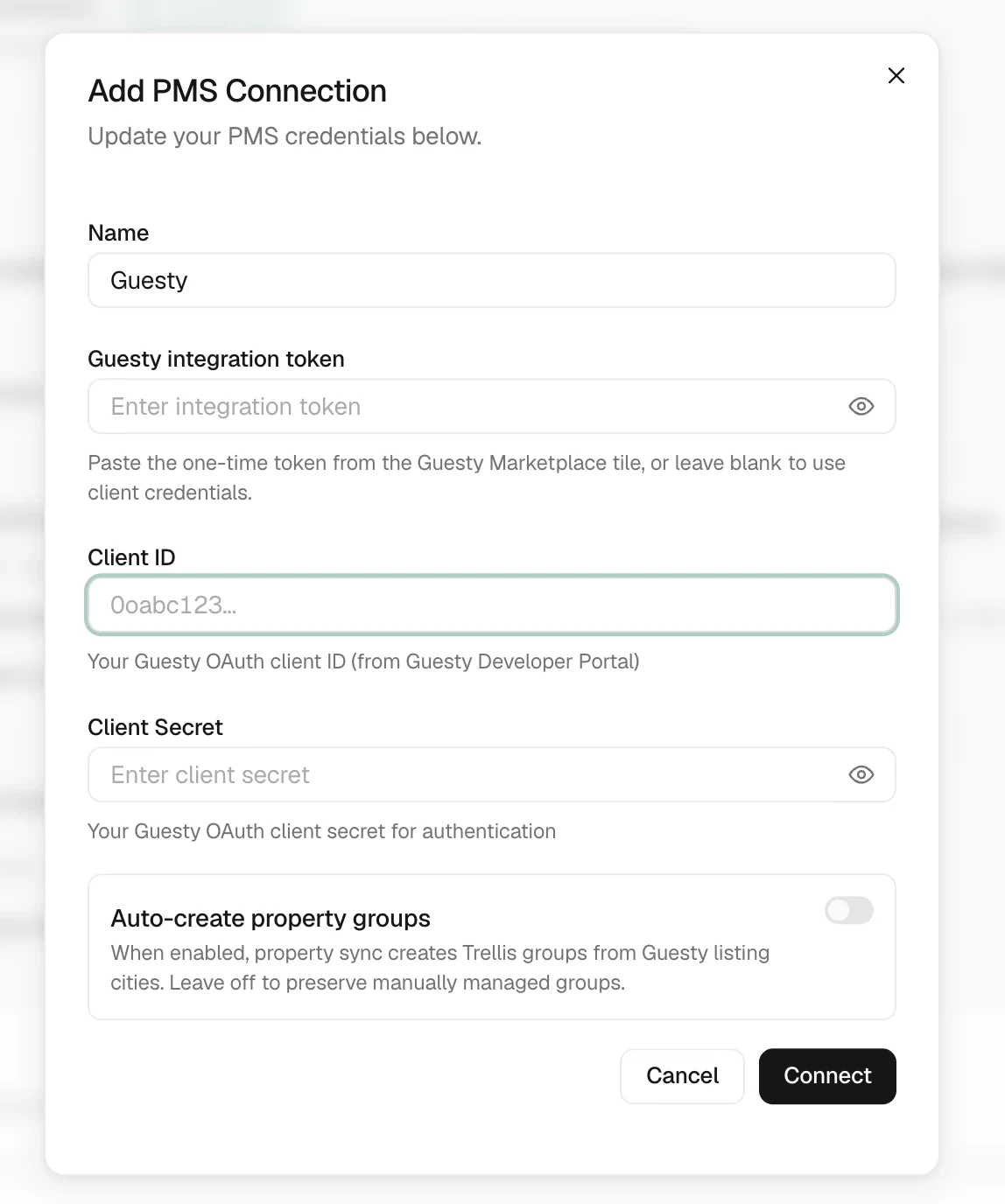 Connect a PMS in Trellis