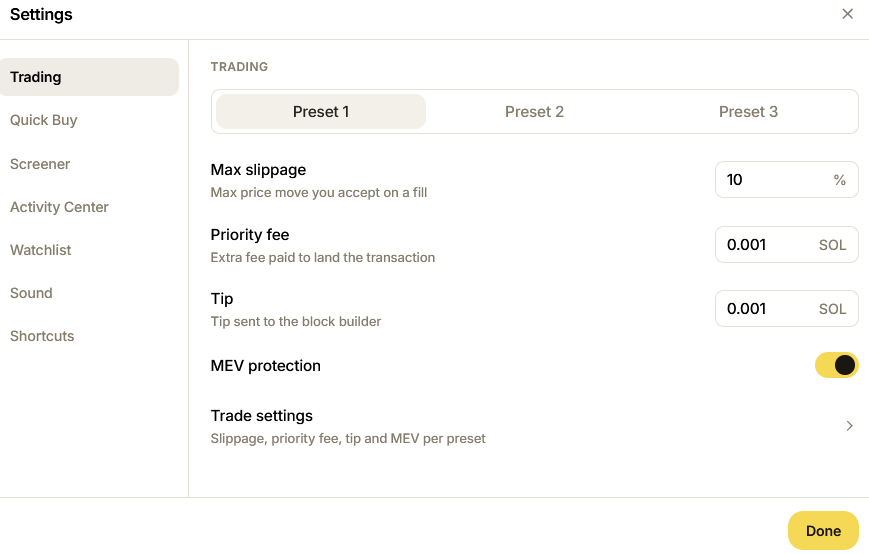 Footer advanced settings
