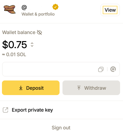 Profile menu
