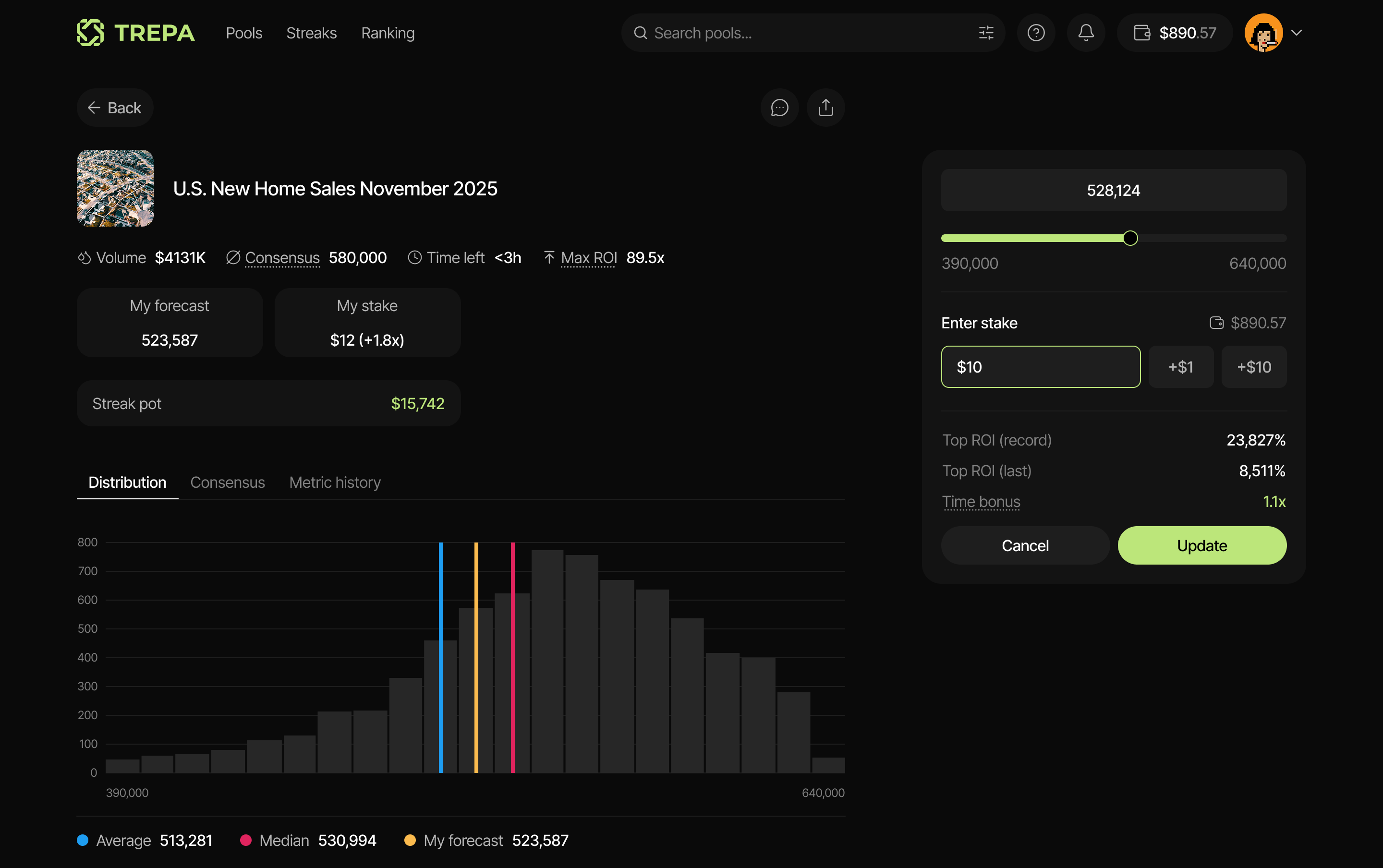 Update your prediction or stake on Trepa