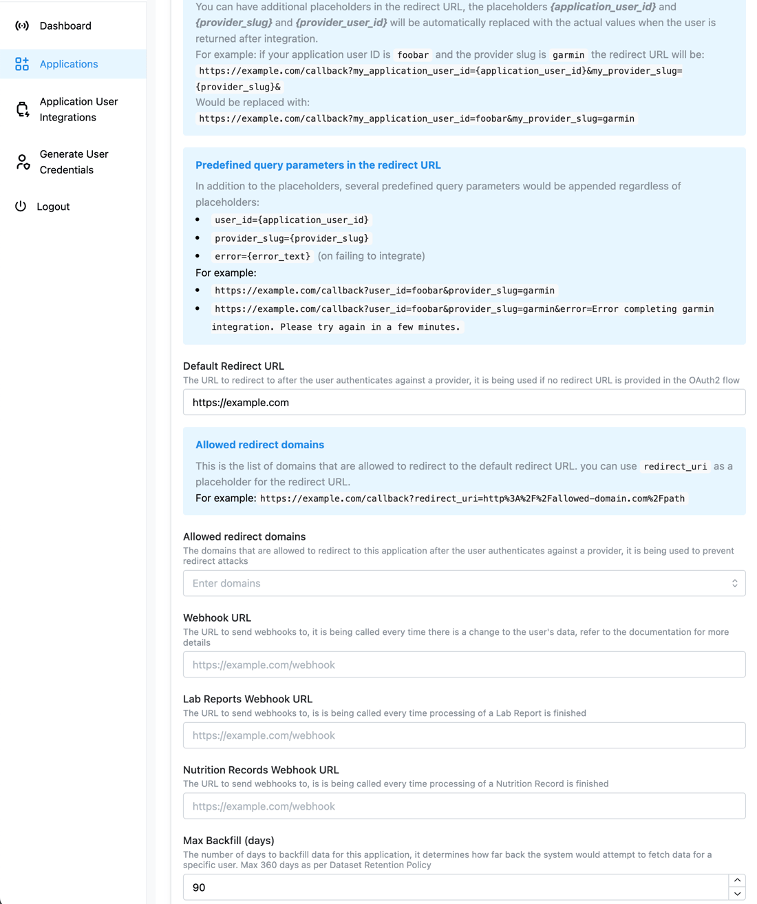 Application Configuration - Spike API