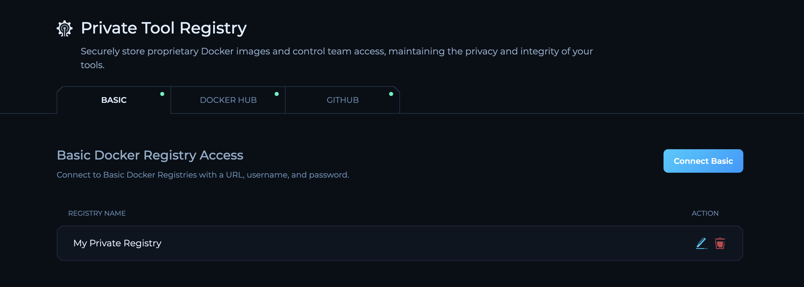 Private Registry Connected