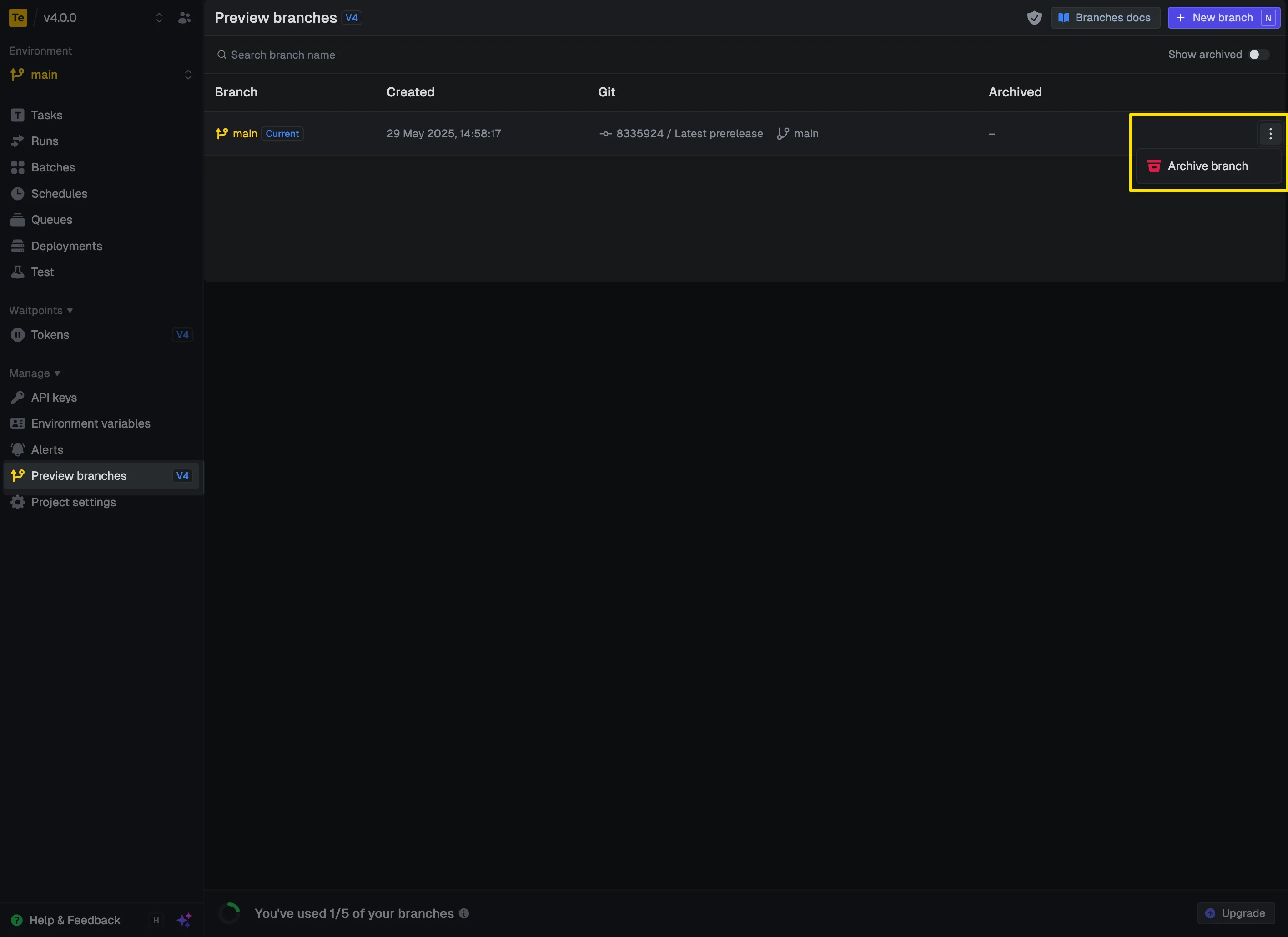 Archive preview branch
